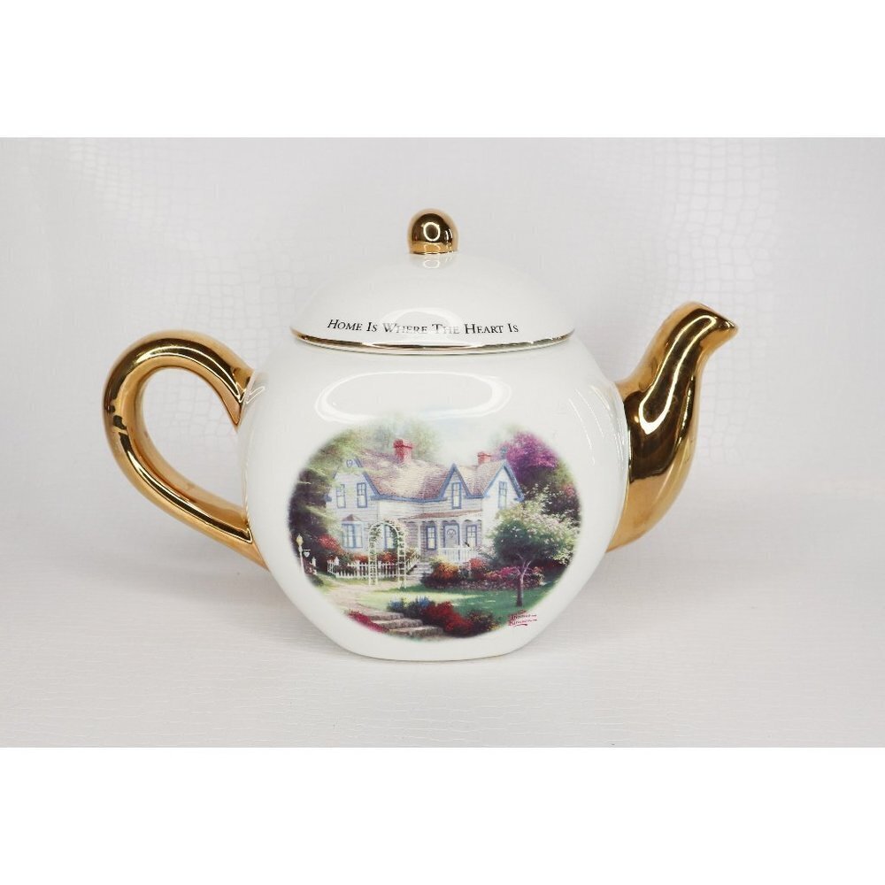 Vintage Thomas Kinkade - Home Is Where The Heart Is - Teapot Teleflora